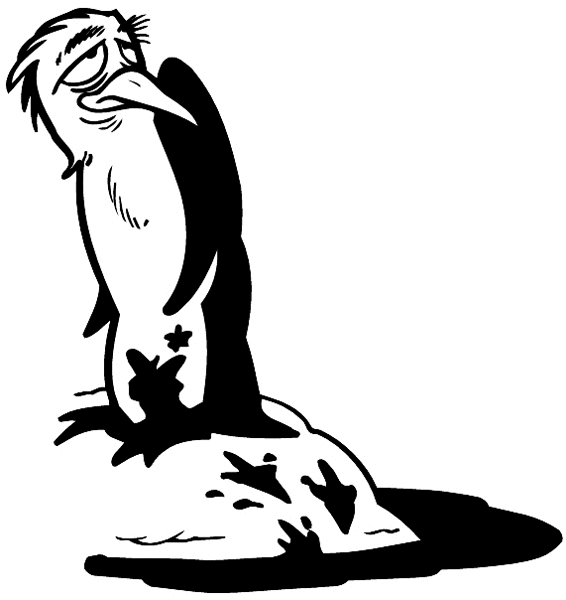 Sick penguin vinyl decal. Customize on line. Environment Pollution Conservation 034-0169